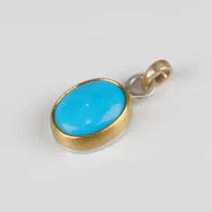 . Bezel-set Arizona Turquoise Set in Gold & Silver