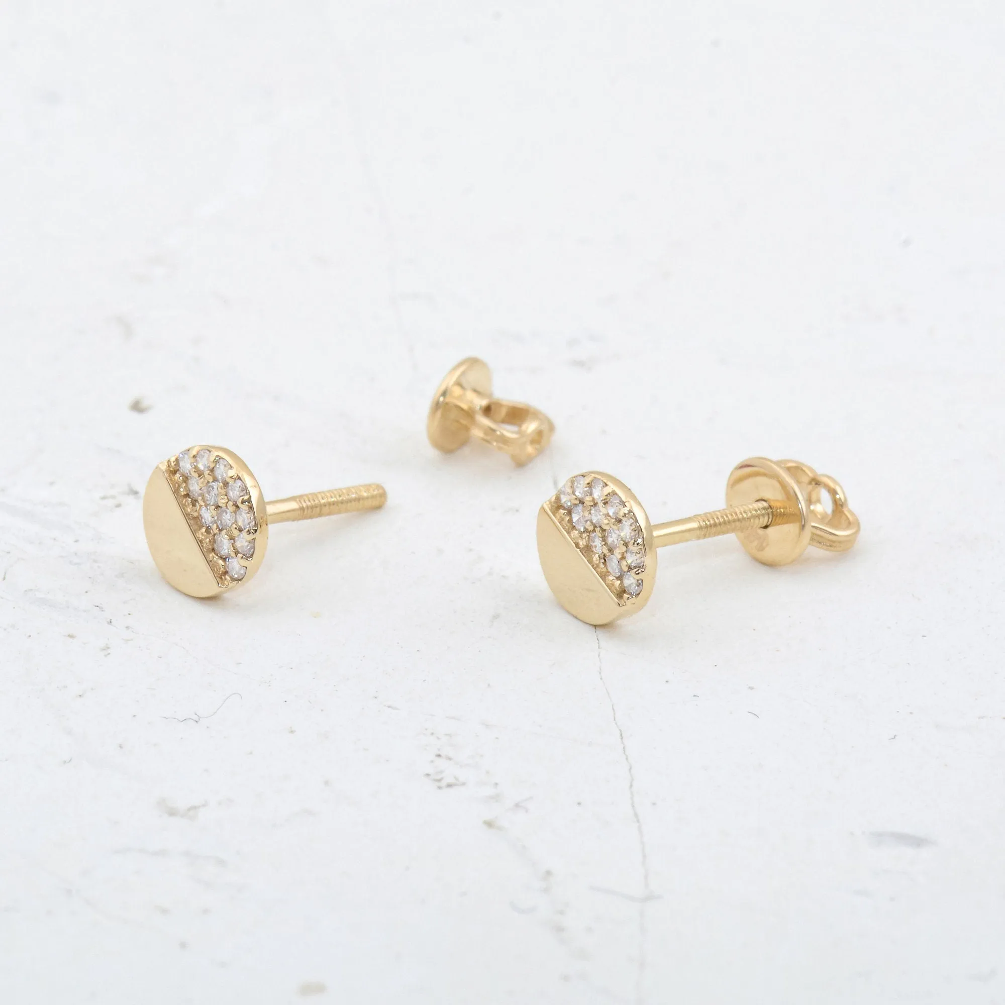 0.12CTW Round Moissanite Screw Back Stud Earrings