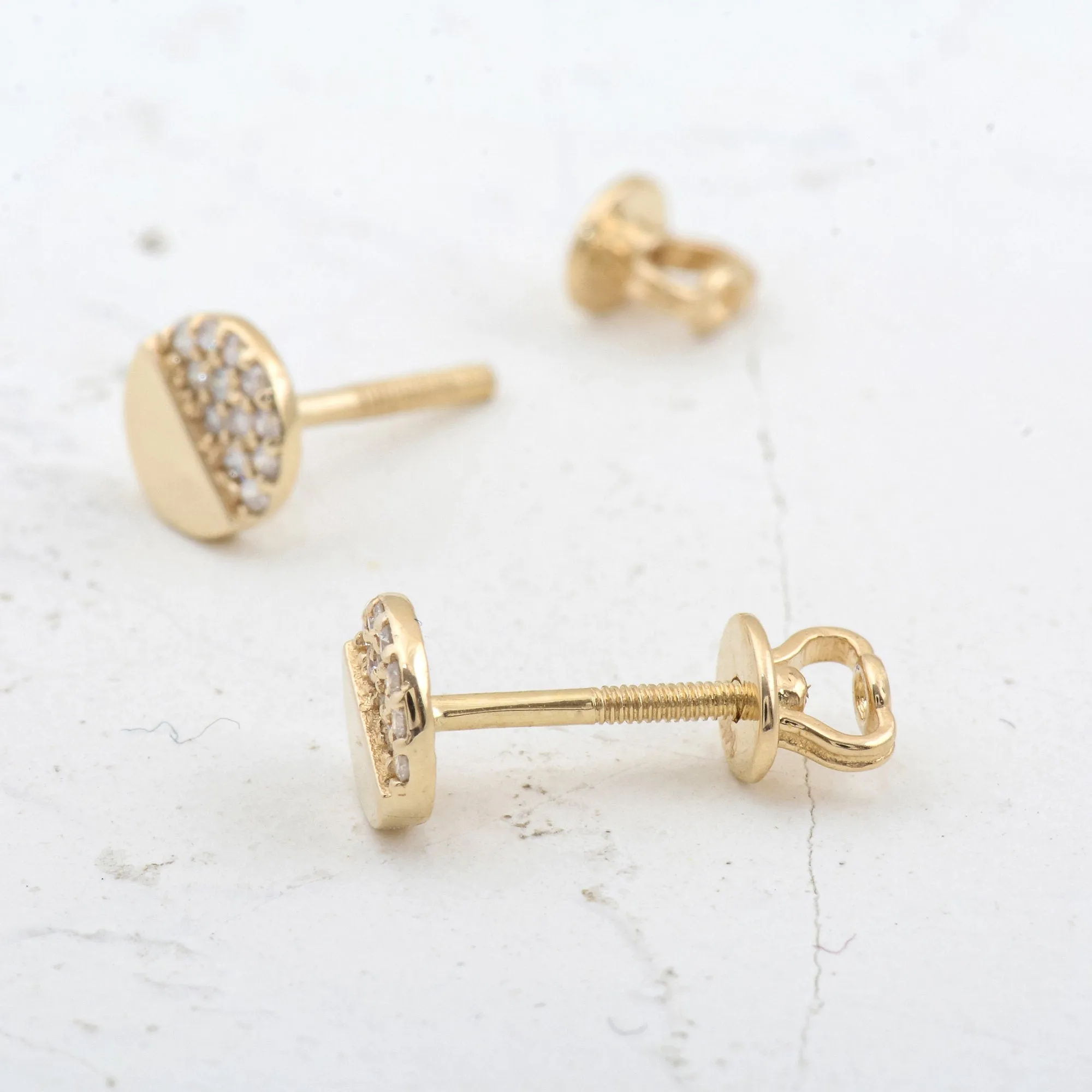 0.12CTW Round Moissanite Screw Back Stud Earrings