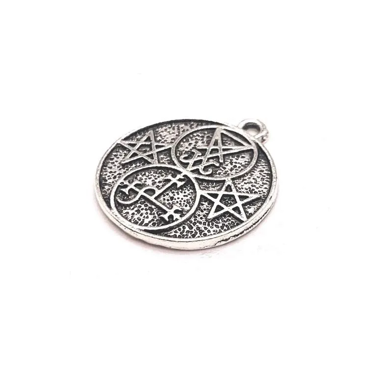 1, 4, 20 or 50 Pieces: Antiqued Silver Lucifer and Lilith Demon Sigil Pendant Charm