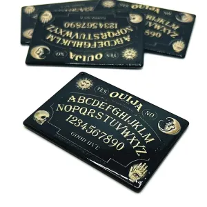 1 or 4 Pieces: Black and Tan Ouija Board Pendant Charms - Double Sided