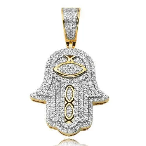 10KY 0.45CTW DIAMOND HAMZA PENDANT