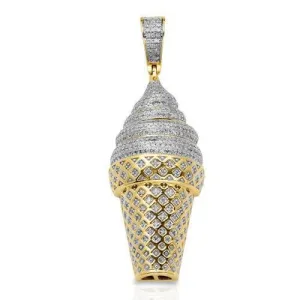 10KY 0.90CTW DIAMOND ICE CREAM CONE PENDANT