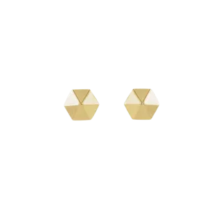 14K Gold Hexagon Earrings