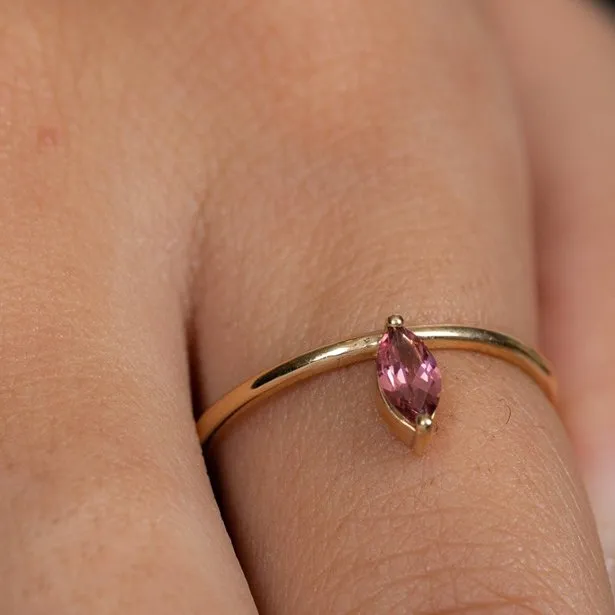 14K Gold Stackable Tourmaline Ring