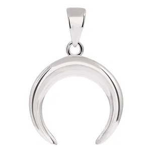 14k White Gold Double Horn Crescent Moon Pendant with High Polish