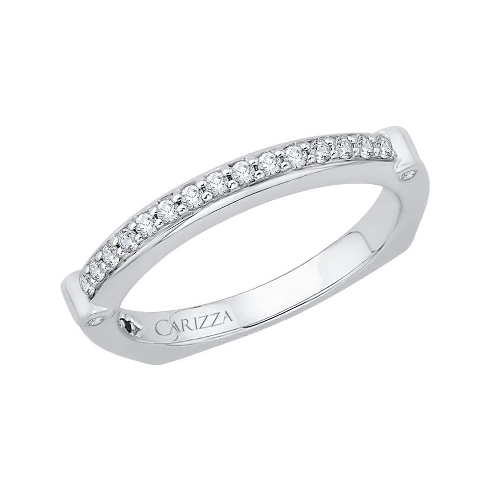 14K White Gold Round Diamond Wedding Band