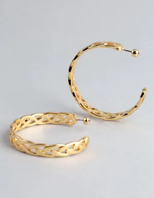 18ct Gold Plated Brass Chain Link Hoop Earrings