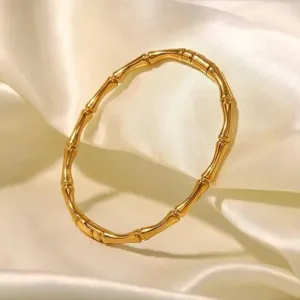 18K Gold Plated Bamboo Waterproof Bracelets Bangle