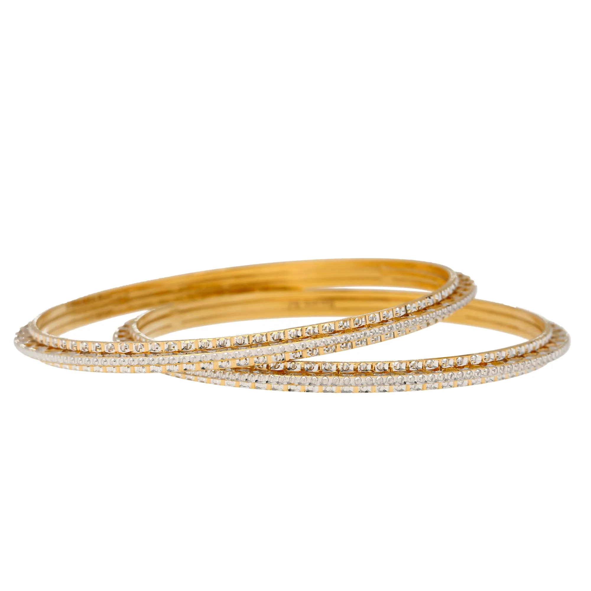 22K Multi-Tone Gold Bangle Set of 4 (127.6gm)