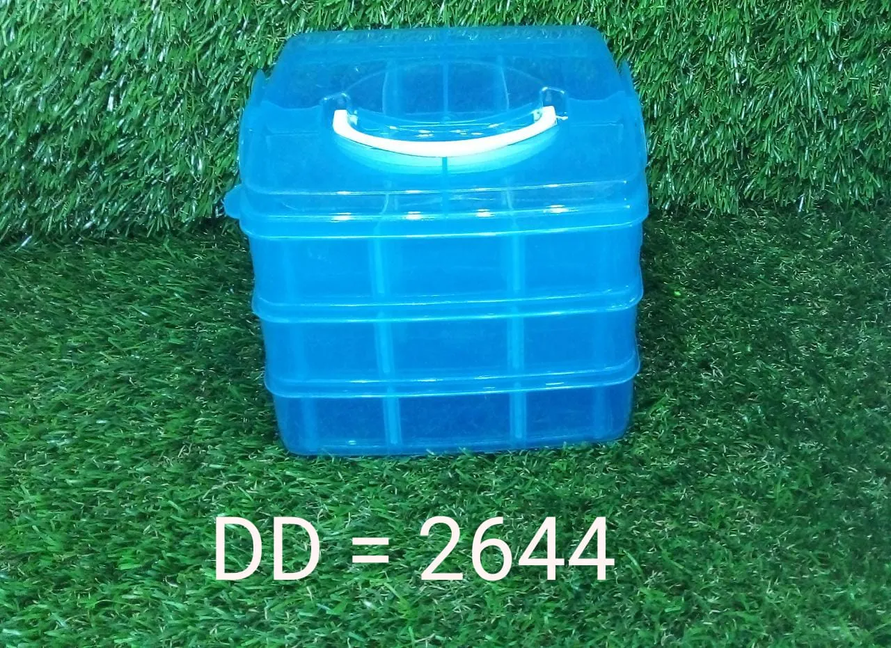 2644 3-Tier 18 Sections Transparent Stackable Adjustable Compartment Slot Plastic Craft Storage Box