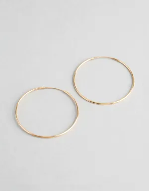 9ct Gold 40mm Fine Hoop Earrings