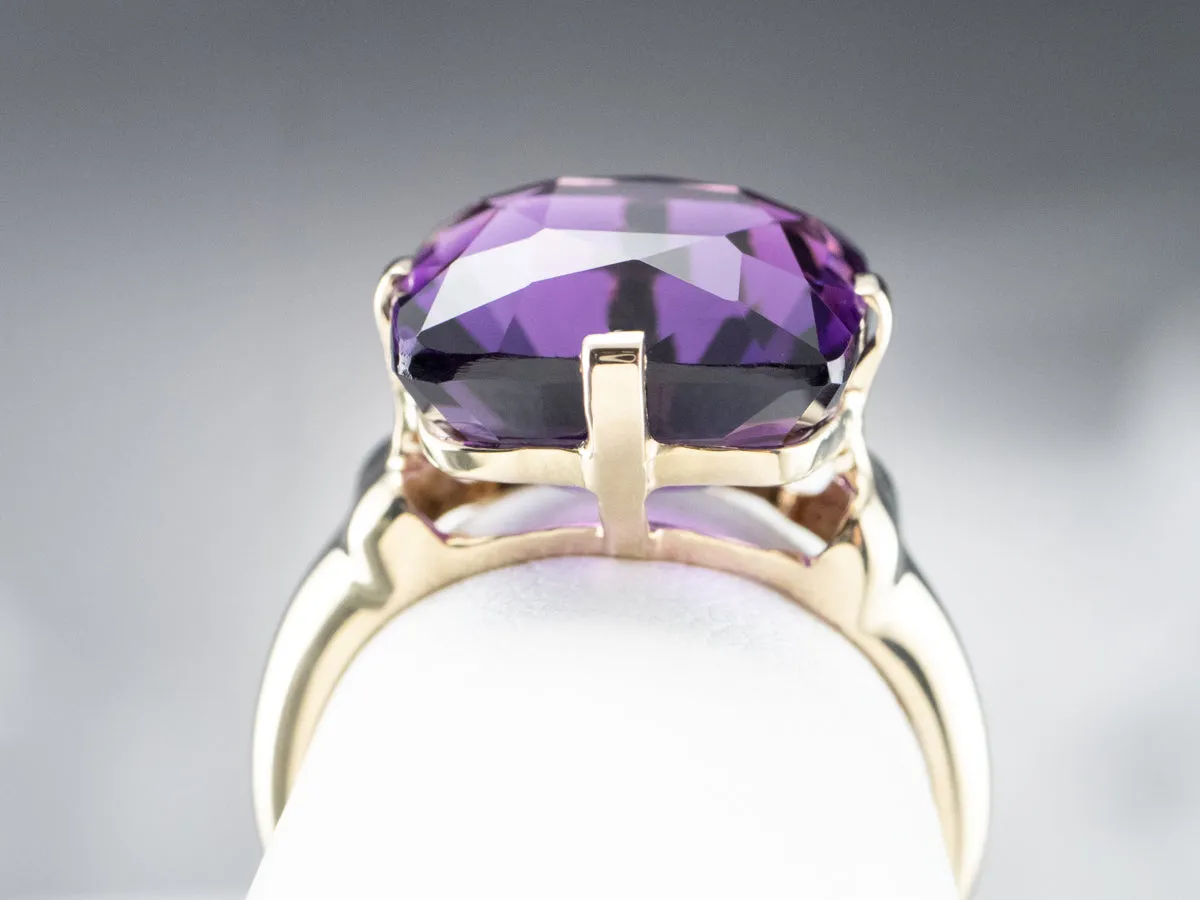 Amethyst Statement Ring in Yellow Gold