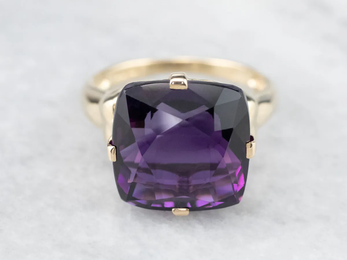 Amethyst Statement Ring in Yellow Gold