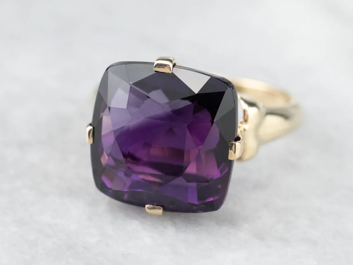 Amethyst Statement Ring in Yellow Gold