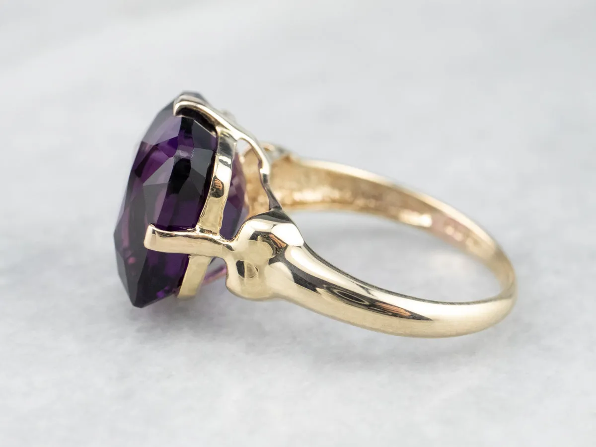 Amethyst Statement Ring in Yellow Gold