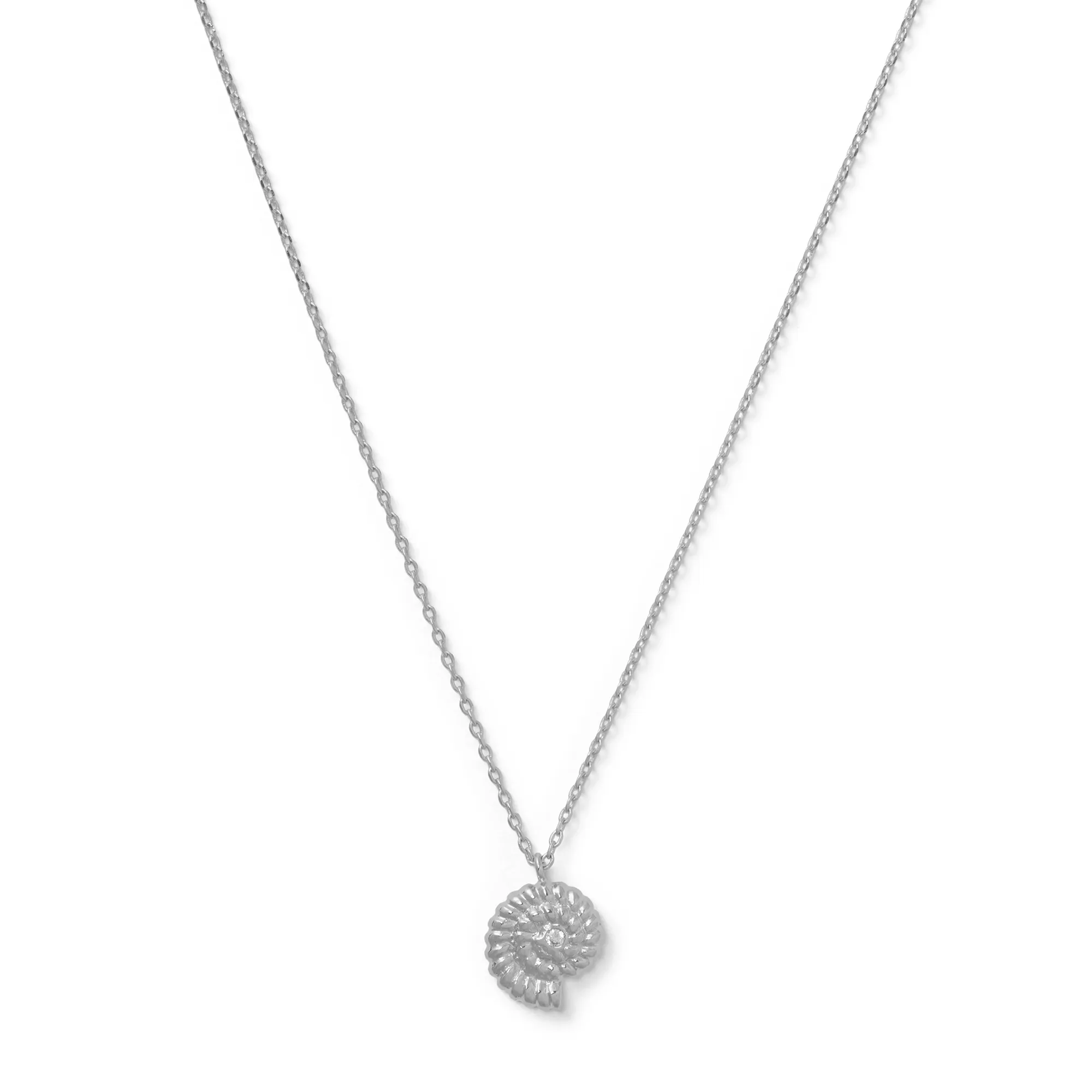 Ammonite Crystal Charm Necklace - Silver