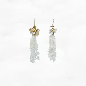 Asymmetrical White Lace Earrings