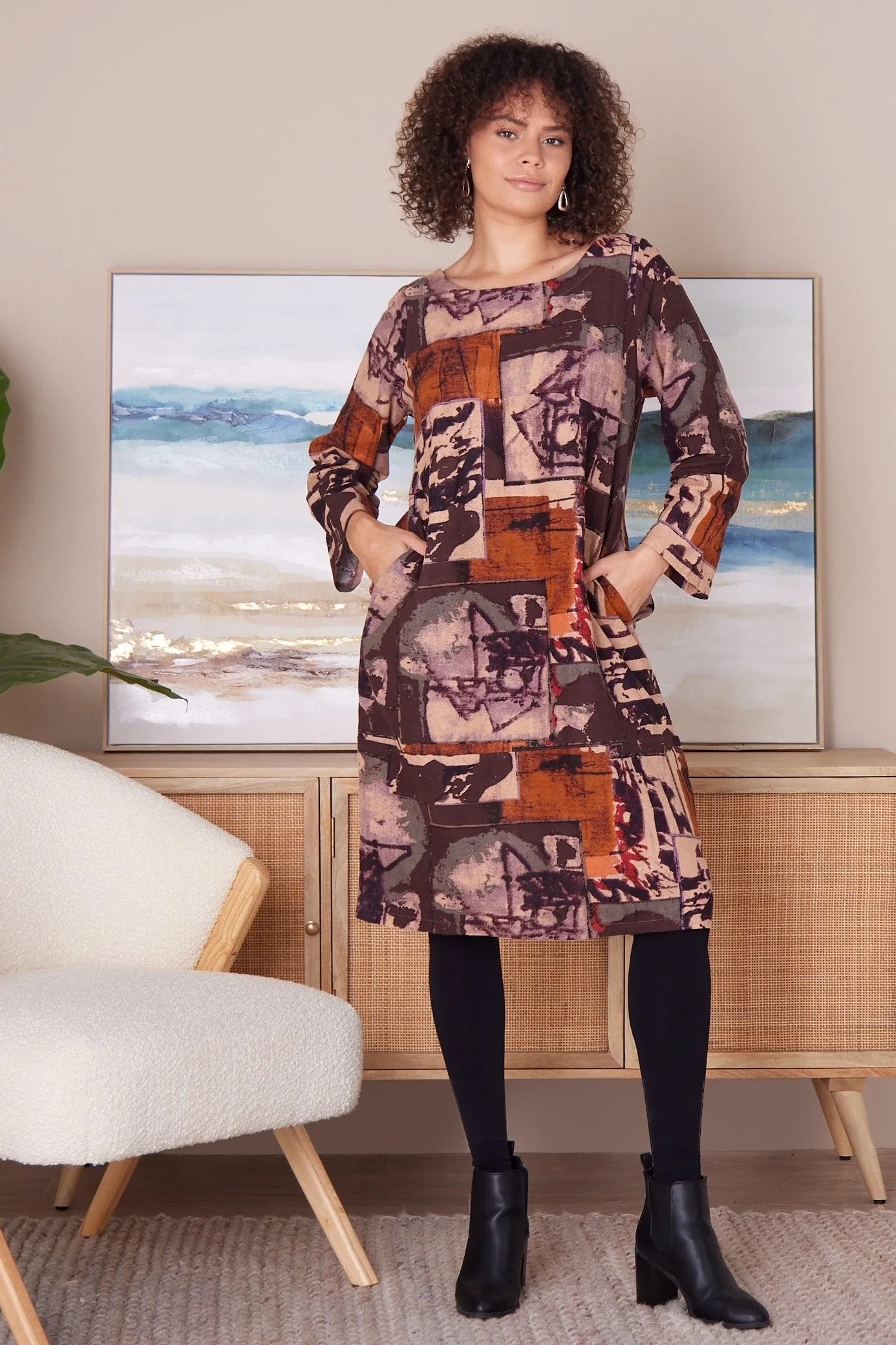 Audrey Dress - Brown Print