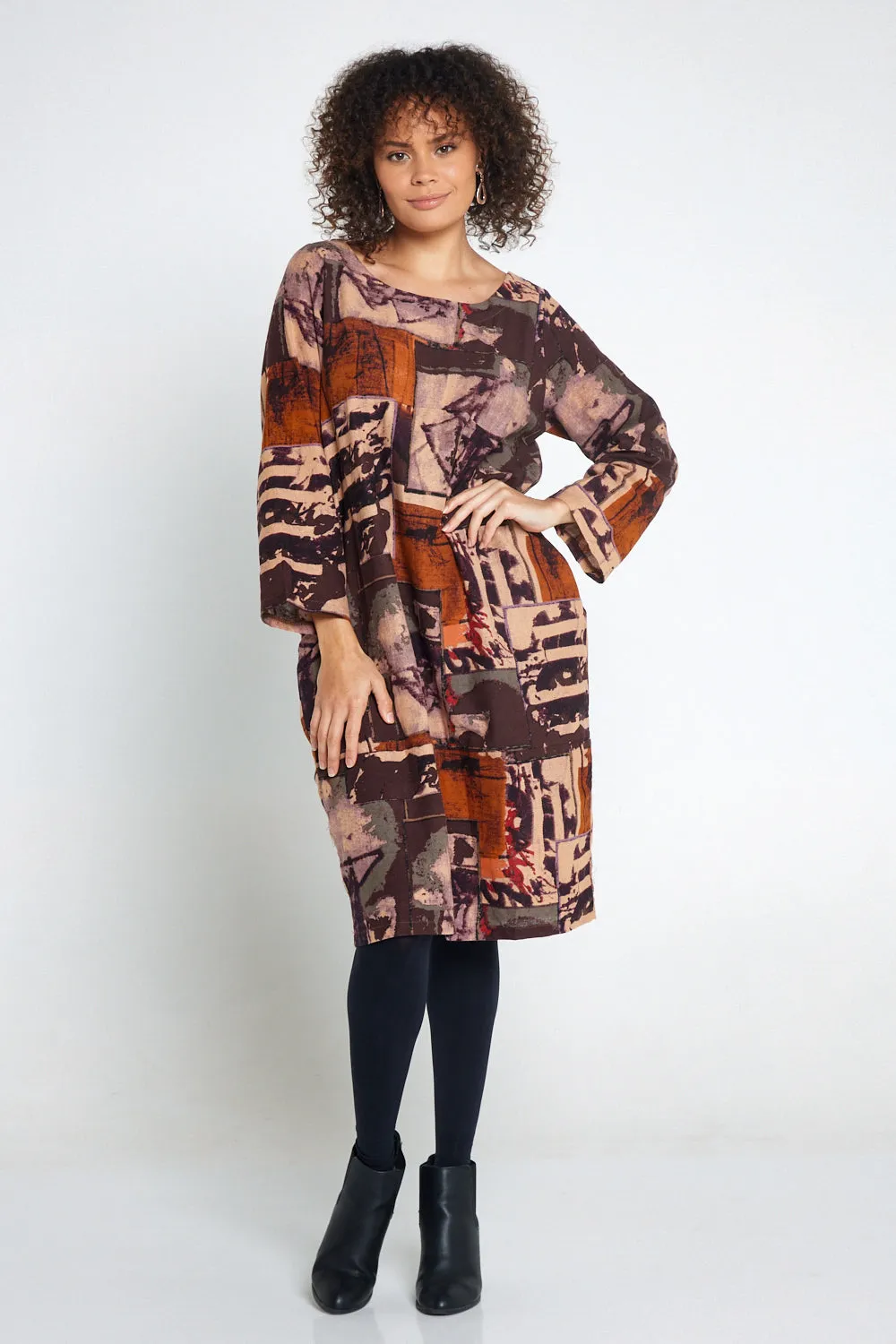 Audrey Dress - Brown Print