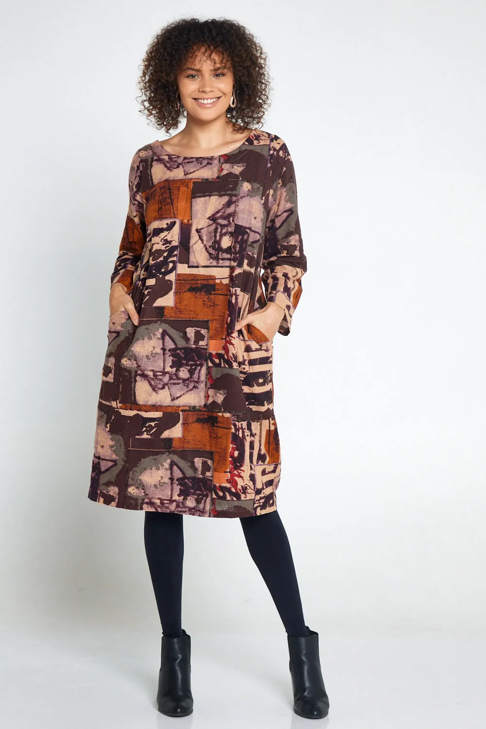 Audrey Dress - Brown Print