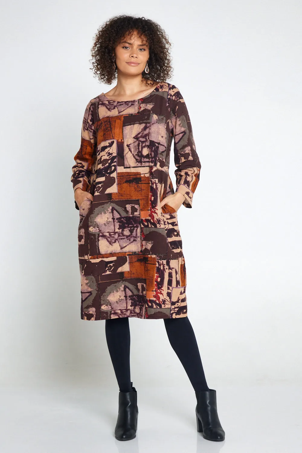 Audrey Dress - Brown Print