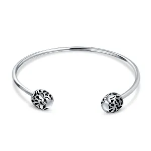 Ball Screw Starter Charm Bangle Cuff Beads Bracelet Sterling Silver