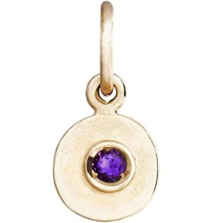 Birthstone Mini Disk Charm With Amethyst