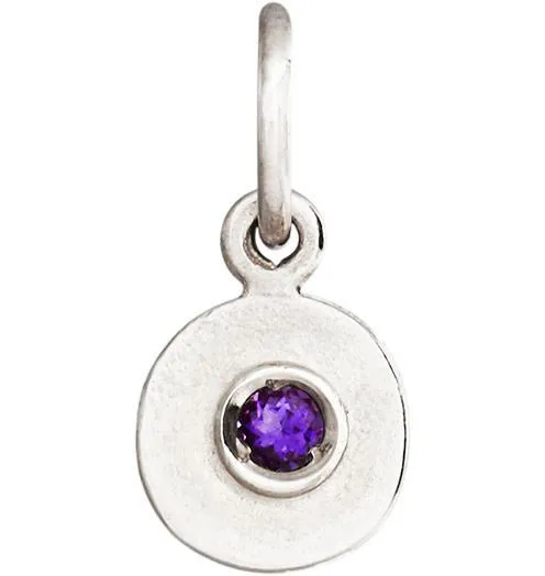 Birthstone Mini Disk Charm With Amethyst