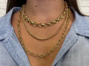 Caroline Hill Triple Layer Link Gold Necklace