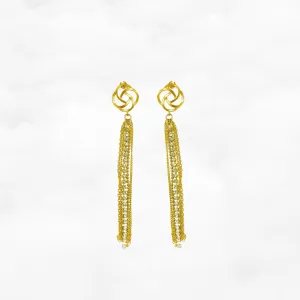 Chinese Knot Tassel Earrings Gold