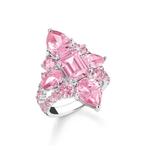 Cocktail ring with pink zirconia stones