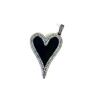 CZ Enamel Heart Pedant Charm