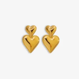 Double Heart Statement Earrings