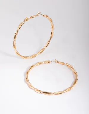 Gold Twisted Hoop Earrings