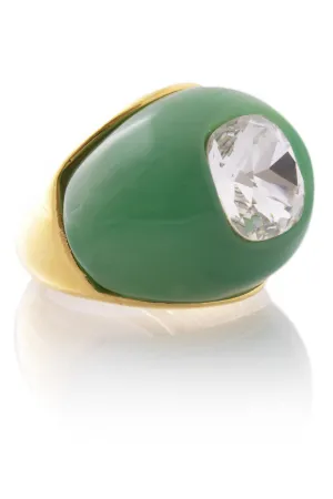 KENNETH JAY LANE Jade Crystal Center Dome Ring