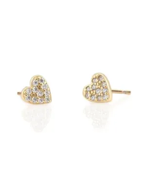 Kris Nations Heart Pave Stud Earrings - Gold