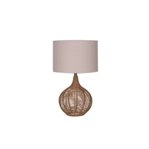 LAMP TABLE-LINEN ROPE-CREAM FABRIC SHADE