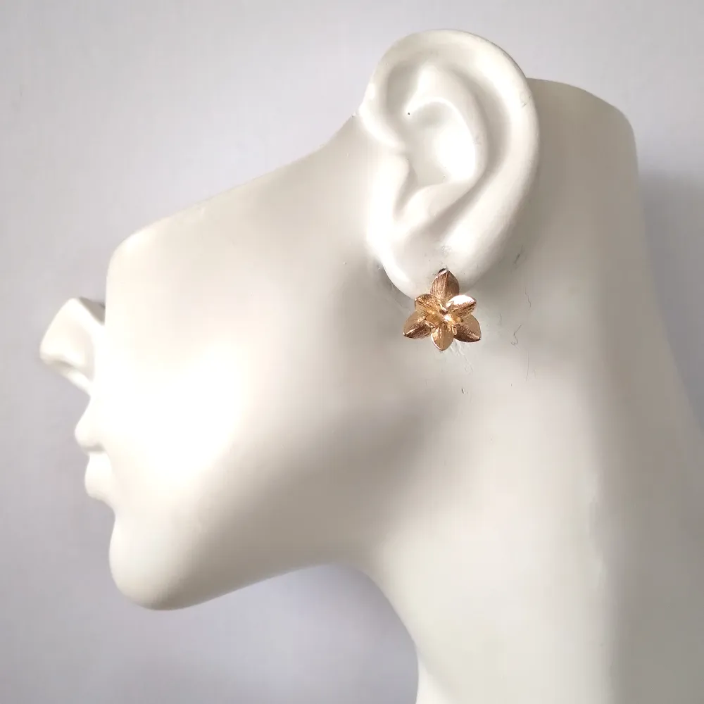 Lotus Bloom Brass Studs with Gem Dangles