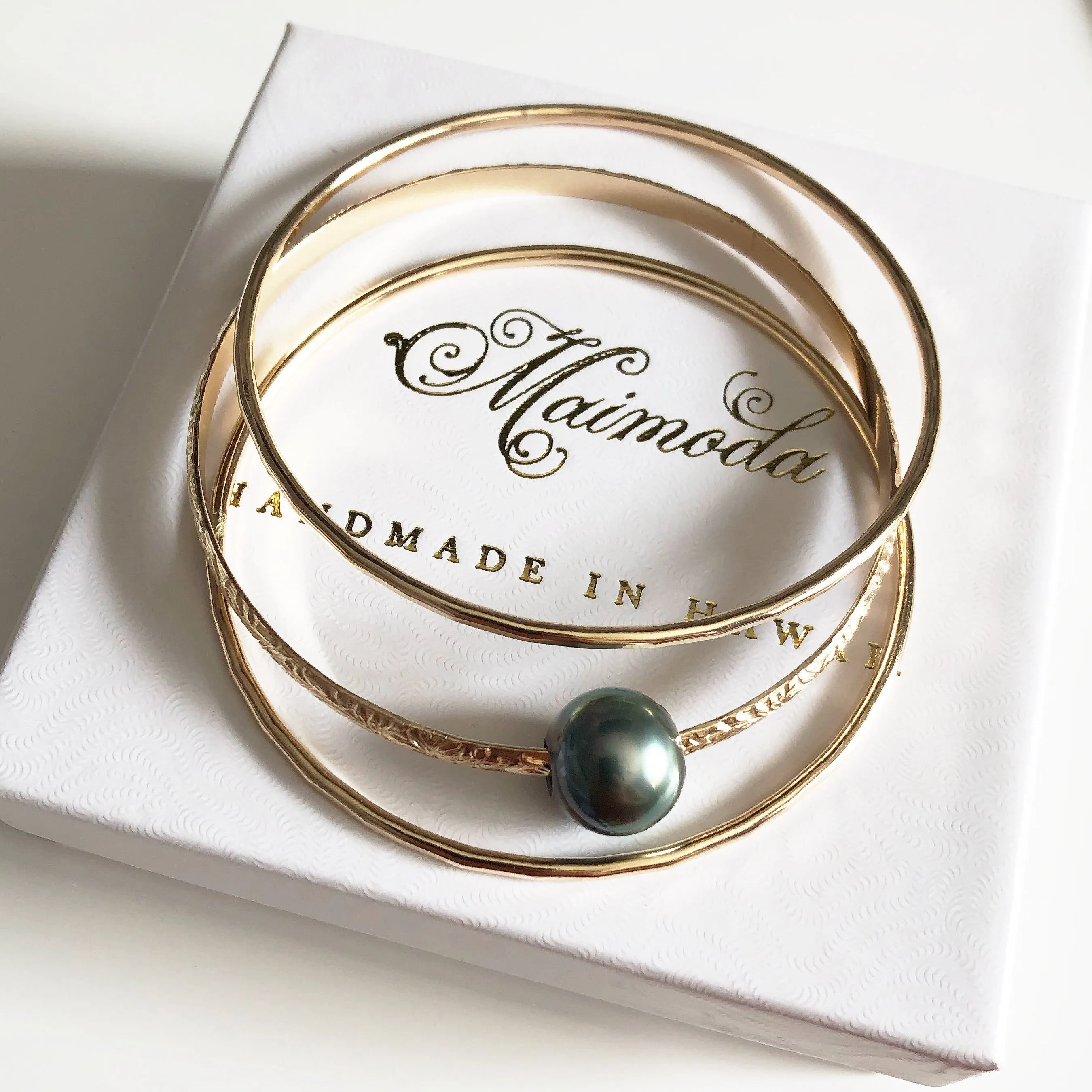 MOANI bangles set - tahitian pearl (B431)