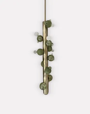 Molecule Gold and Olive Green Pendant I