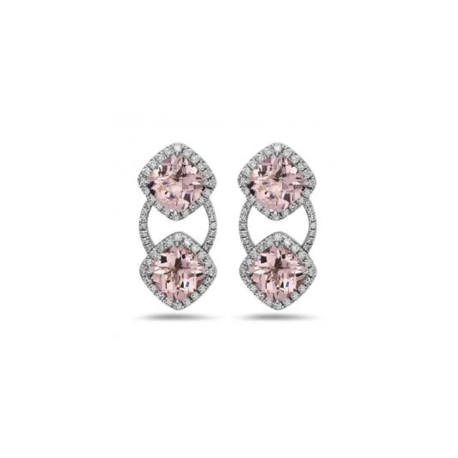 Pastel Diamond Double Cushion Earring