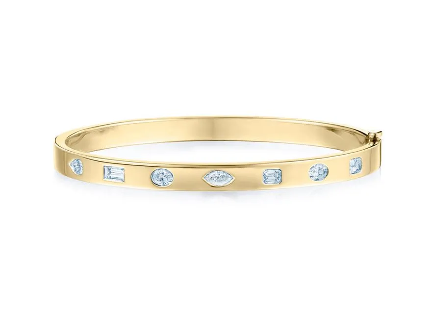 Slim Bangle with Fancy Shape Diamonds