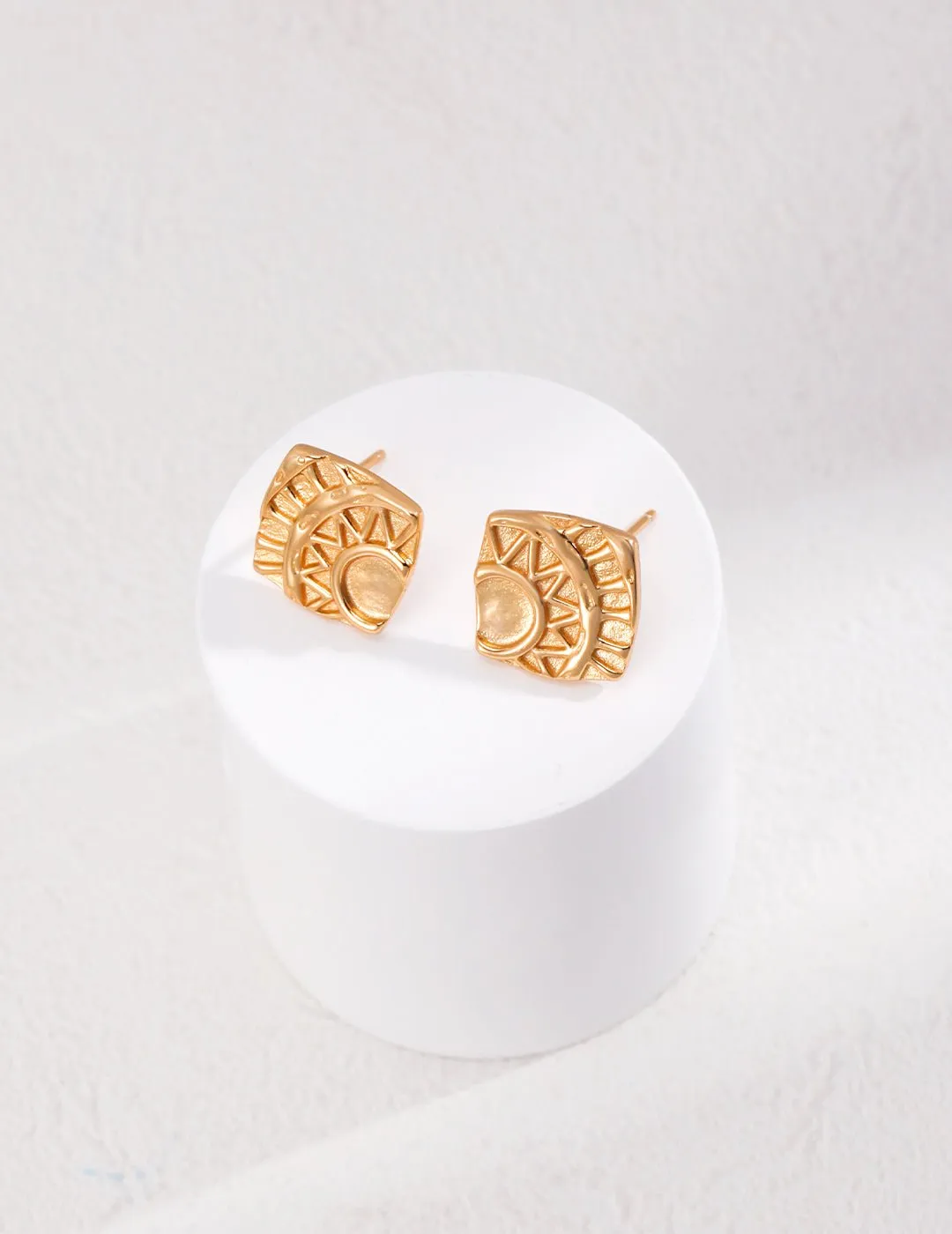 Square Printed Stud Earrings