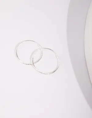 Sterling Silver 25mm Texture Hoop Earrings