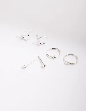 Sterling Silver Ball Combo Earring Pack