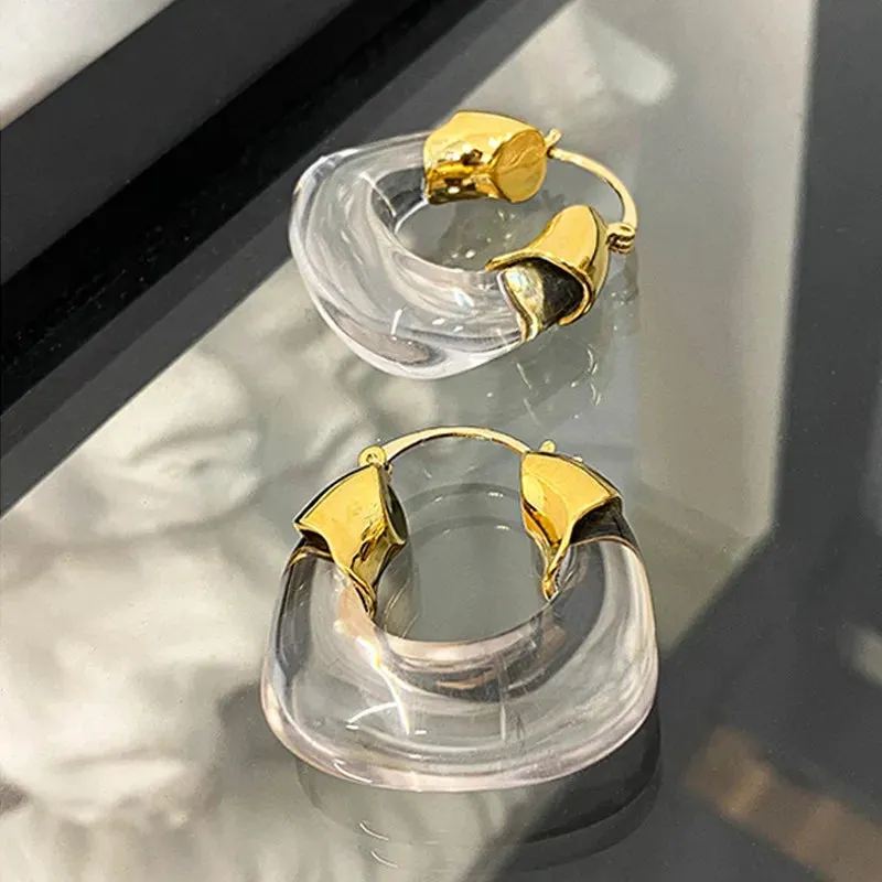 Transparent Acrylic Geometric Hoop Earrings-5