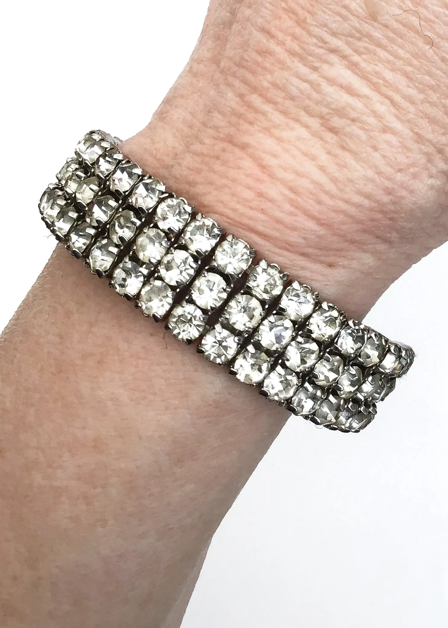 Vintage Rhinestone Cuff Bangle Bracelet