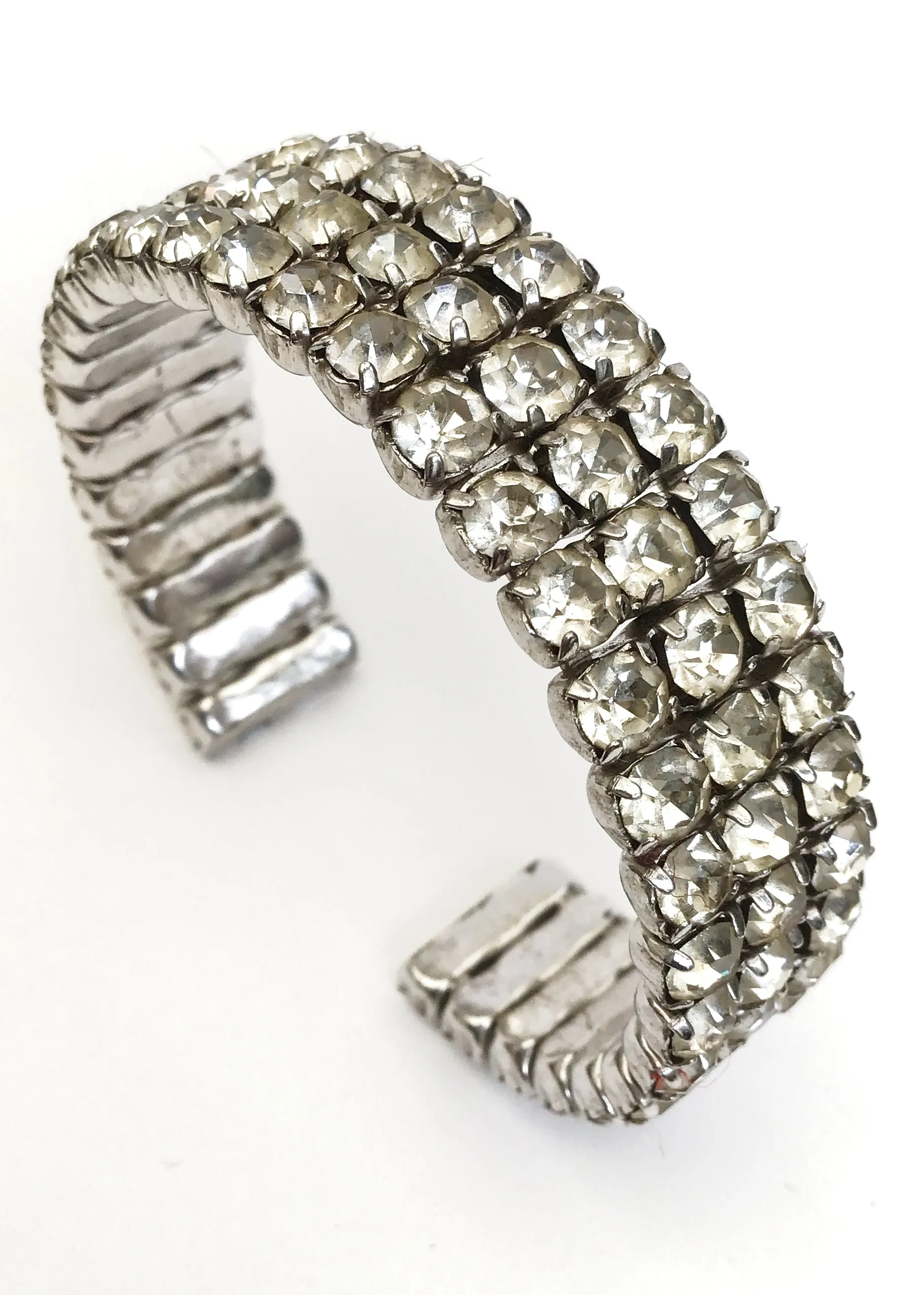 Vintage Rhinestone Cuff Bangle Bracelet