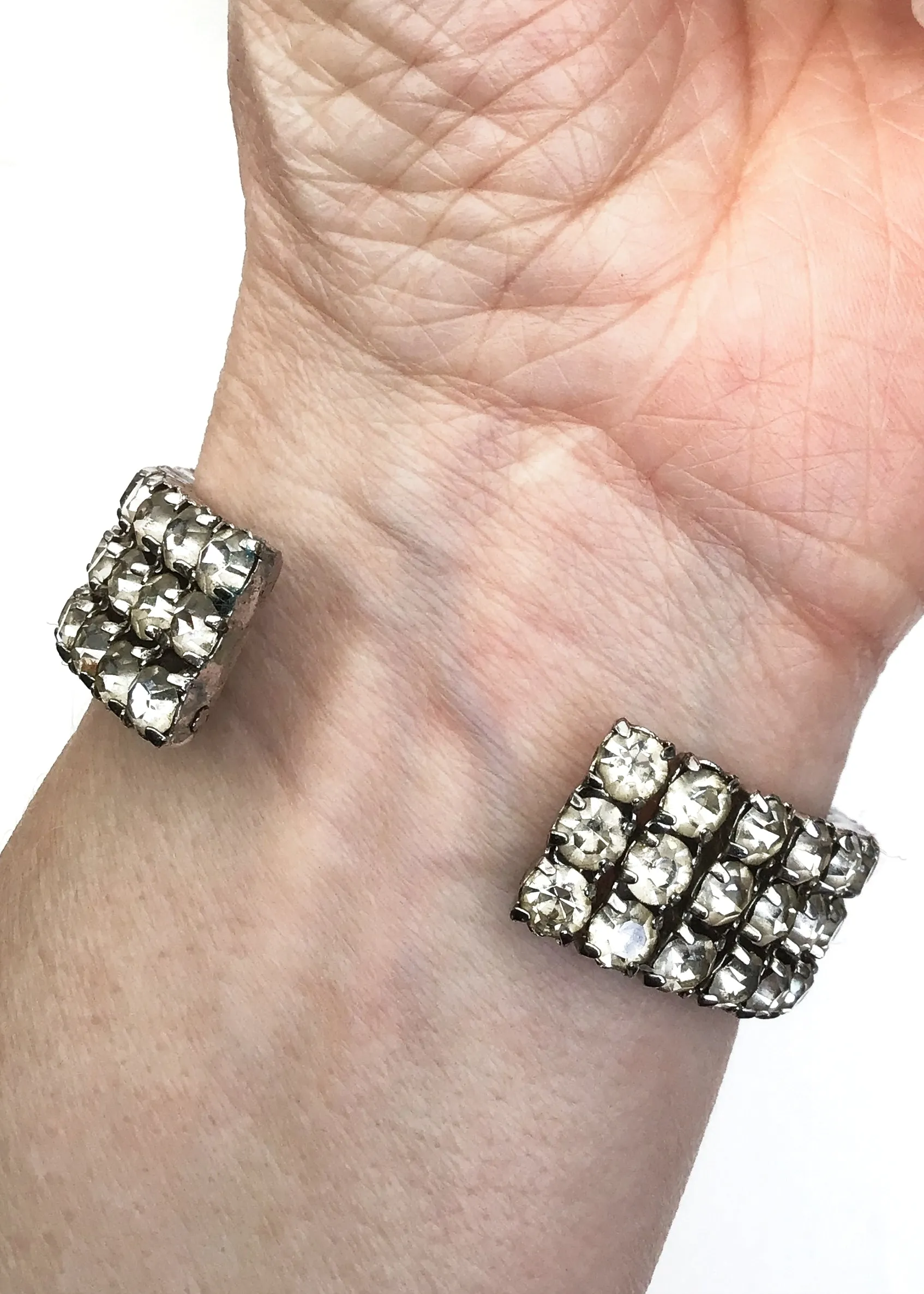 Vintage Rhinestone Cuff Bangle Bracelet